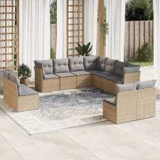 vidaXL 11 részes bézs polyrattan kerti ülőgarnitúra párnákkal kerti bútor