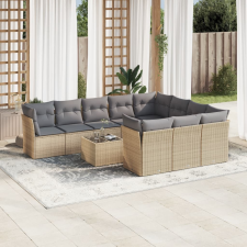 vidaXL 11 részes bézs polyrattan kerti ülőgarnitúra párnákkal kerti bútor