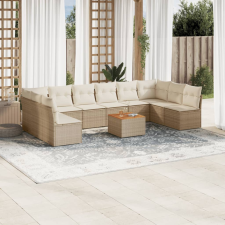 vidaXL 11 részes bézs polyrattan kerti ülőgarnitúra párnákkal kerti bútor