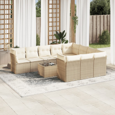 vidaXL 11 részes bézs polyrattan kerti ülőgarnitúra párnákkal kerti bútor