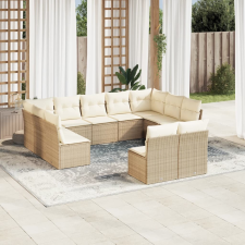 vidaXL 11 részes bézs polyrattan kerti ülőgarnitúra párnákkal kerti bútor
