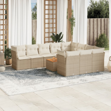 vidaXL 11 részes bézs polyrattan kerti ülőgarnitúra párnákkal kerti bútor