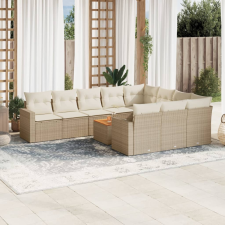 vidaXL 11 részes bézs polyrattan kerti ülőgarnitúra párnákkal kerti bútor
