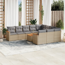 vidaXL 11 részes bézs polyrattan kerti ülőgarnitúra párnákkal kerti bútor