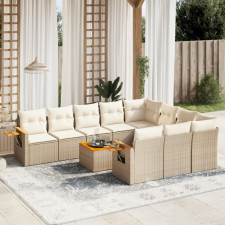vidaXL 11 részes bézs polyrattan kerti ülőgarnitúra párnákkal kerti bútor