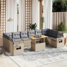 vidaXL 11 részes bézs polyrattan kerti ülőgarnitúra párnákkal kerti bútor