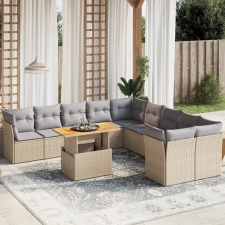 vidaXL 11 részes bézs polyrattan kerti ülőgarnitúra párnákkal kerti bútor