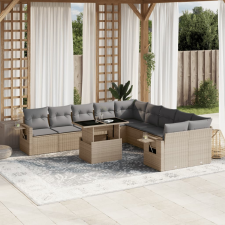 vidaXL 11 részes bézs polyrattan kerti ülőgarnitúra párnákkal kerti bútor