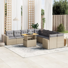 vidaXL 11 részes bézs polyrattan kerti ülőgarnitúra párnákkal kerti bútor