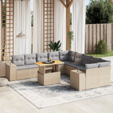 vidaXL 11 részes bézs polyrattan kerti ülőgarnitúra párnákkal kerti bútor