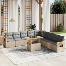 vidaXL 11 részes bézs polyrattan kerti ülőgarnitúra párnákkal kerti bútor