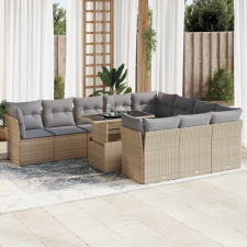 vidaXL 11 részes bézs polyrattan kerti ülőgarnitúra párnákkal kerti bútor