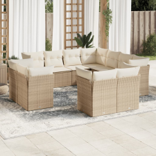 vidaXL 11 részes bézs polyrattan kerti ülőgarnitúra párnákkal kerti bútor