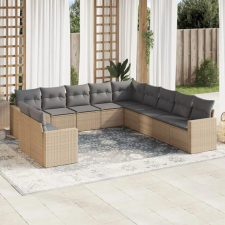vidaXL 11 részes bézs polyrattan kerti ülőgarnitúra párnákkal kerti bútor