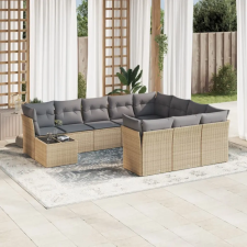 vidaXL 11 részes bézs polyrattan kerti ülőgarnitúra párnákkal kerti bútor