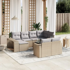 vidaXL 11 részes bézs polyrattan kerti ülőgarnitúra párnákkal kerti bútor