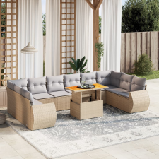 vidaXL 11 részes bézs polyrattan kerti ülőgarnitúra párnákkal kerti bútor
