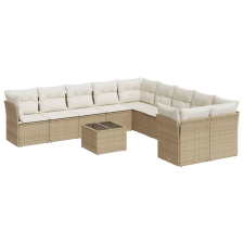 vidaXL 11 részes bézs polyrattan kerti ülőgarnitúra párnákkal (3218248) kerti bútor