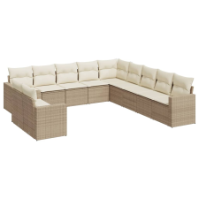 vidaXL 11 részes bézs polyrattan kerti ülőgarnitúra párnákkal (3219178) kerti bútor