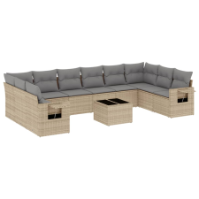 vidaXL 11 részes bézs polyrattan kerti ülőgarnitúra párnákkal (3220678) kerti bútor