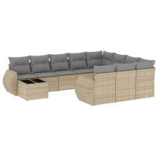 vidaXL 11 részes bézs polyrattan kerti ülőgarnitúra párnákkal (3221928) kerti bútor