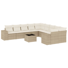 vidaXL 11 részes bézs polyrattan kerti ülőgarnitúra párnákkal (3223117) kerti bútor