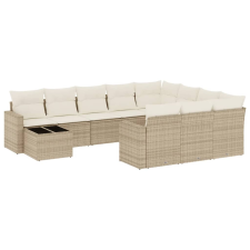 vidaXL 11 részes bézs polyrattan kerti ülőgarnitúra párnákkal (3251865) kerti bútor