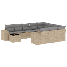 vidaXL 11 részes bézs polyrattan kerti ülőgarnitúra párnákkal (3255466) kerti bútor