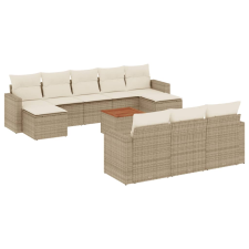 vidaXL 11 részes bézs polyrattan kerti ülőgarnitúra párnákkal (3256674) kerti bútor