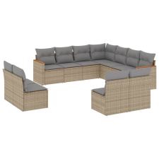 vidaXL 11 részes bézs polyrattan kerti ülőgarnitúra párnákkal (3258489) kerti bútor