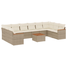vidaXL 11 részes bézs polyrattan kerti ülőgarnitúra párnákkal (3258733) kerti bútor