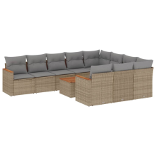 vidaXL 11 részes bézs polyrattan kerti ülőgarnitúra párnákkal (3258748) kerti bútor