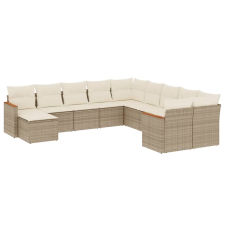 vidaXL 11 részes bézs polyrattan kerti ülőgarnitúra párnákkal (3258971) kerti bútor