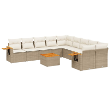vidaXL 11 részes bézs polyrattan kerti ülőgarnitúra párnákkal (3259601) kerti bútor