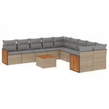 vidaXL 11 részes bézs polyrattan kerti ülőgarnitúra párnákkal (3260442) kerti bútor