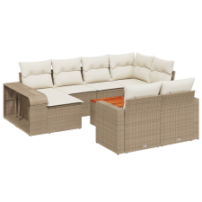 vidaXL 11 részes bézs polyrattan kerti ülőgarnitúra párnákkal (3261308) kerti bútor