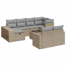 vidaXL 11 részes bézs polyrattan kerti ülőgarnitúra párnákkal (3326073) kerti bútor