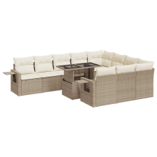 vidaXL 11 részes bézs polyrattan kerti ülőgarnitúra párnákkal (3326549) kerti bútor