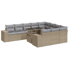 vidaXL 11 részes bézs polyrattan kerti ülőgarnitúra párnákkal (3326870) kerti bútor