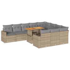 vidaXL 11 részes bézs polyrattan kerti ülőgarnitúra párnákkal (3327090) kerti bútor