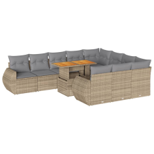 vidaXL 11 részes bézs polyrattan kerti ülőgarnitúra párnákkal (3327314) kerti bútor