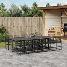 vidaXL 11 részes fekete polyrattan kerti étkezőgarnitúra kerti bútor