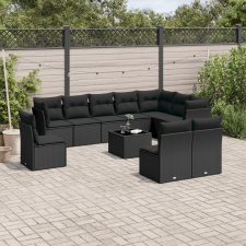 vidaXL 11 részes fekete polyrattan kerti ülőgarnitúra párnákkal kerti bútor