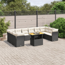vidaXL 11 részes fekete polyrattan kerti ülőgarnitúra párnákkal kerti bútor