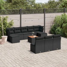 vidaXL 11 részes fekete polyrattan kerti ülőgarnitúra párnákkal kerti bútor