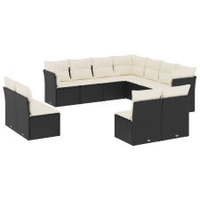 vidaXL 11 részes fekete polyrattan kerti ülőgarnitúra párnákkal (3217816) kerti bútor