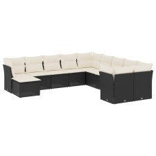 vidaXL 11 részes fekete polyrattan kerti ülőgarnitúra párnákkal (3218606) kerti bútor