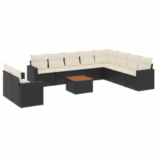 vidaXL 11 részes fekete polyrattan kerti ülőgarnitúra párnákkal (3224194) kerti bútor
