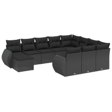 vidaXL 11 részes fekete polyrattan kerti ülőgarnitúra párnákkal (3225187) kerti bútor
