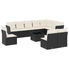 vidaXL 11 részes fekete polyrattan kerti ülőgarnitúra párnákkal (3249645) kerti bútor